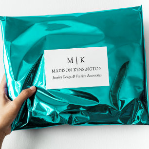 Modernes Minimalistisches Monogramm- oder Add-Logo Rechteckiger Aufkleber