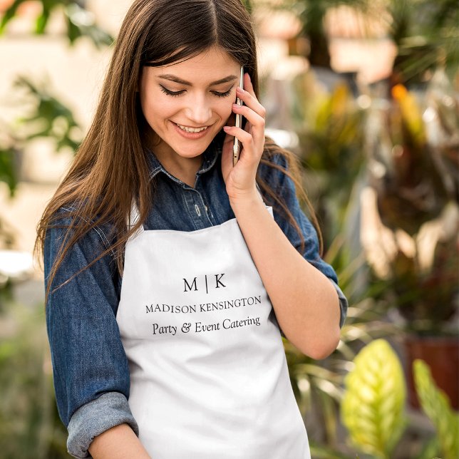 Modernes Minimalistisches Monogramm- oder Add-Logo Schürze (Edit to Customize text, colors and more)