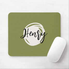 Modernes, minimalistisches Monogramm Olive Green A Mousepad