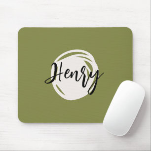 Modernes, minimalistisches Monogramm Olive Green A Mousepad