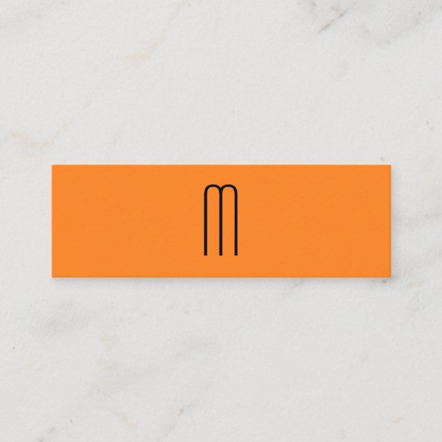Modernes Minimalistisches Monogramm Orange Mini Visitenkarte (Vorderseite)