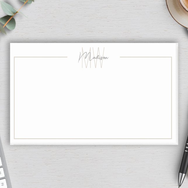 Modernes Minimalistisches Monogramm Post-it Klebezettel (Modern Minimalist Monogram Post-it Notes by MINTIC DESIGN STUDIO)