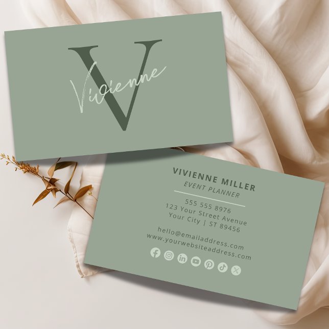 Modernes minimalistisches Monogramm Professionelle Visitenkarte (Modern Minimalist Monogram Professional Marketing Business Card)