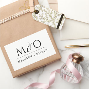 Modernes Minimalistisches Monogramm Rechteckiger Aufkleber