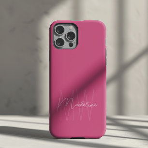 Modernes Minimalistisches Monogramm Rosa iPhone 16 Pro Max Hülle