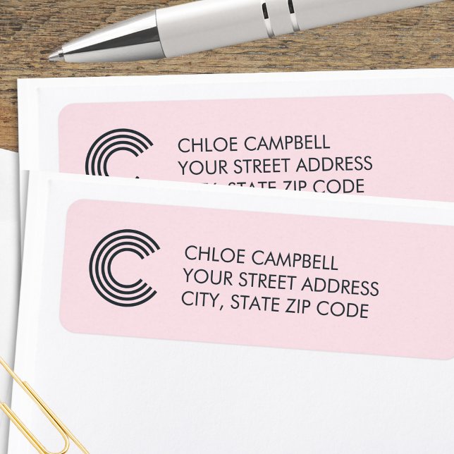 Modernes Minimalistisches Monogramm Rosa Grau (Von Creator hochgeladen)