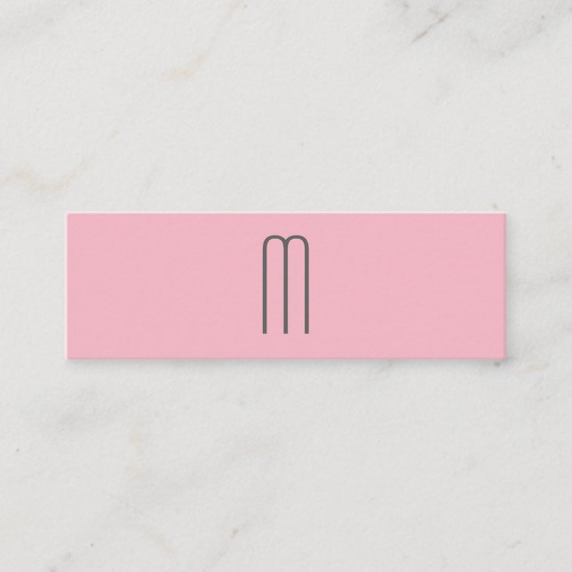 Modernes Minimalistisches Monogramm Rosa Grau Mini Visitenkarte (Vorderseite)