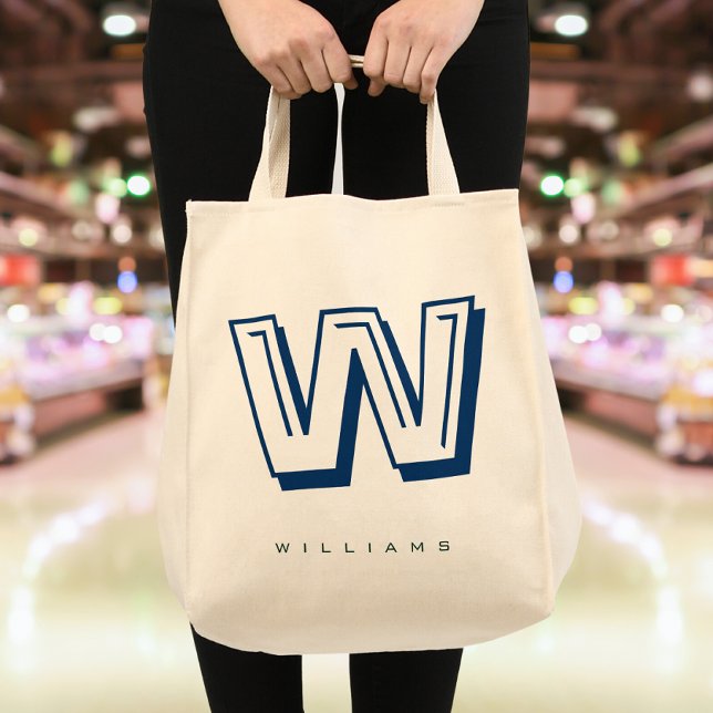 Modernes Minimalistisches Monogramm Tragetasche (Von Creator hochgeladen)