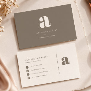 Modernes minimalistisches Monogramm Warm Taupe Ben Visitenkarte