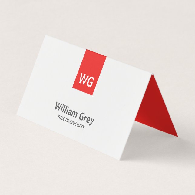 Modernes Minimalistisches Monogramm Weißes Rot gek Visitenkarten (Vorderseite)