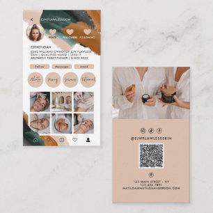 Modernes, minimalistisches Multi-Foto QR CODE Beig Visitenkarte