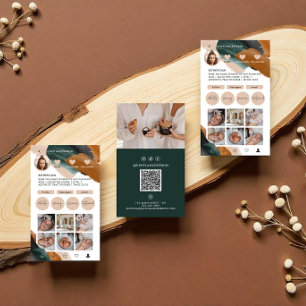 Modernes, minimalistisches Multi-Foto QR CODE grün Visitenkarte