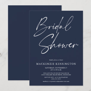 Modernes Minimalistisches Navy Blue Brautparty Einladung