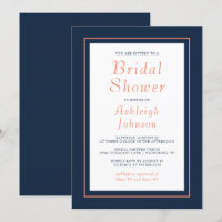 Modernes Minimalistisches Navy Blue Coral Brautpar