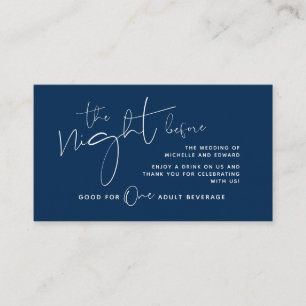 Modernes minimalistisches Navy Blue, Drink Ticket Begleitkarte