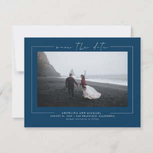 Modernes Minimalistisches Navy Blue  Foto Save The Date