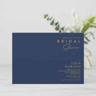 Modernes Minimalistisches Navy Blue   Gold-Brautpa Einladung