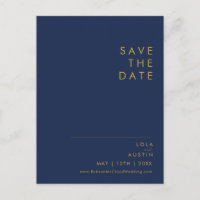 Modernes Minimalistisches Navy Blue | Gold Save th