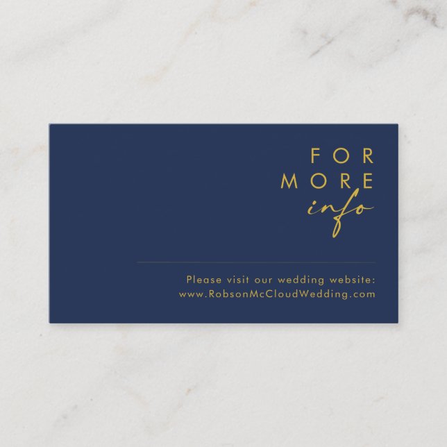 Modernes Minimalistisches Navy Blue | Gold Wedding Begleitkarte (Vorderseite)