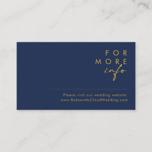 Modernes Minimalistisches Navy Blue Gold Wedding Begleitkarte