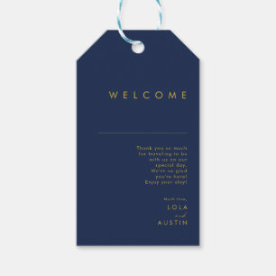 Modernes Minimalistisches Navy Blue   Gold Wedding Geschenkanhänger
