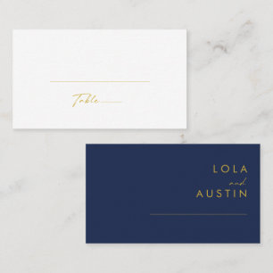 Modernes Minimalistisches Navy Blue   Goldflache H Platzkarte