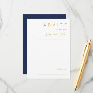 Modernes Minimalistisches Navy Blue Goldhochzeit Hinweiskarte