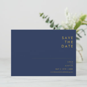 Modernes Minimalistisches Navy Blue Horizontaler Save The Date