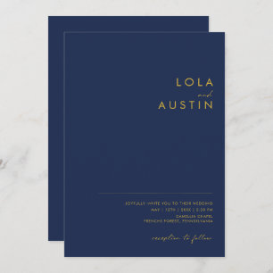 Modernes Minimalistisches Navy Blue   Lässige Hoch Einladung