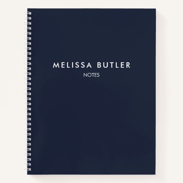 Modernes Minimalistisches Navy Blue Notebook Notizbuch (Vorderseite)