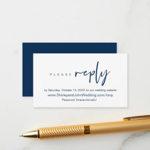 Modernes Minimalistisches, Navy Blue Script, Onlin Begleitkarte