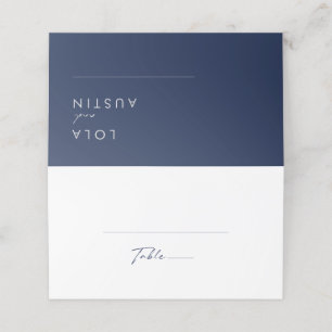 Modernes Minimalistisches Navy Blue   Silber gekla Platzkarte