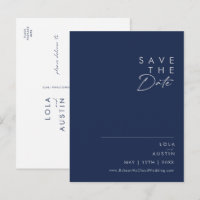 Modernes Minimalistisches Navy Blue | Silber Save