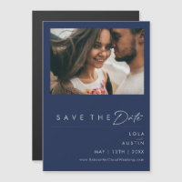 Modernes Minimalistisches Navy Blue | Silber Save 