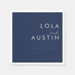Modernes Minimalistisches Navy Blue Silberhochze Serviette