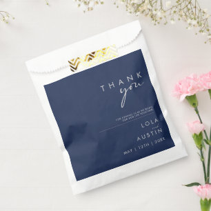Modernes Minimalistisches Navy Blue   Silberner Da Geschenktütchen