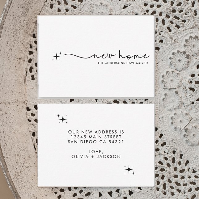 Modernes Minimalistisches neues Zuhause-Handgeschr Mitteilungskarte (Von Creator hochgeladen)