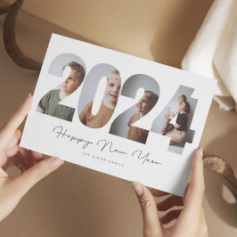 Modernes Minimalistisches Neujahrsfamilien-Foto Feiertagskarte