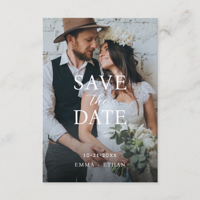 Modernes Minimalistisches Olive Grau Save The Date (Vorderseite)