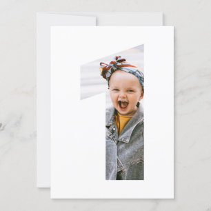 Modernes Minimalistisches One Custom Foto 1. Gebur Einladung