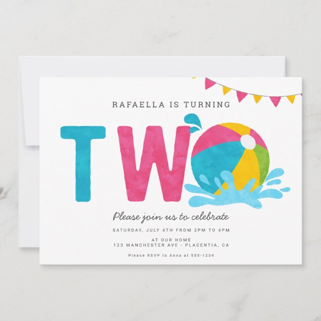 Modernes Minimalistisches Party GIRL Einladung (Vorderseite)