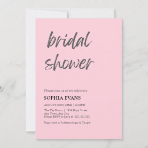 Modernes Minimalistisches Pastell-Rosa-Brautparty Einladung