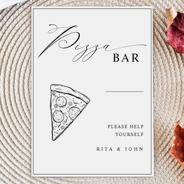 Modernes Minimalistisches Pizza-Bar Wedding-Zeiche Poster (Von Creator hochgeladen)