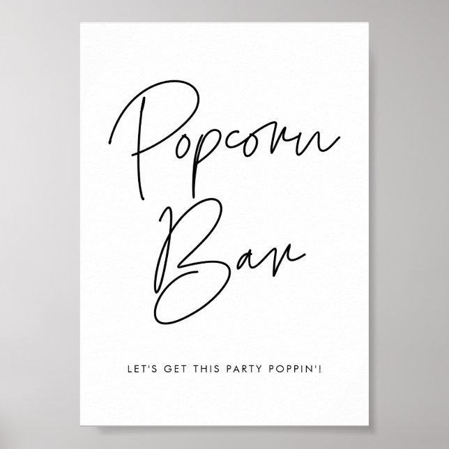 Modernes Minimalistisches Popcorn-Bar Poster (Vorne)