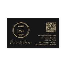 Modernes Minimalistisches QR Code Schwarzes Gold