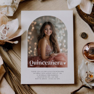 Modernes Minimalistisches Quinceañera Artes Foto Einladung
