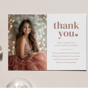 Modernes Minimalistisches Quinceañera-Foto Dankeskarte