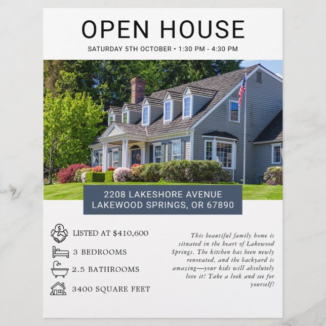 Modernes Minimalistisches Real Anwesen Open House  Flyer (Vorne)