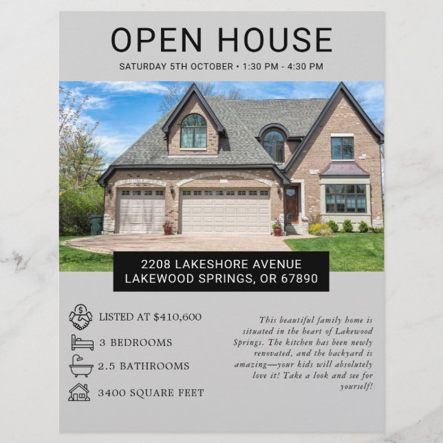 Modernes Minimalistisches Real Anwesen Open House  Flyer (Vorne)