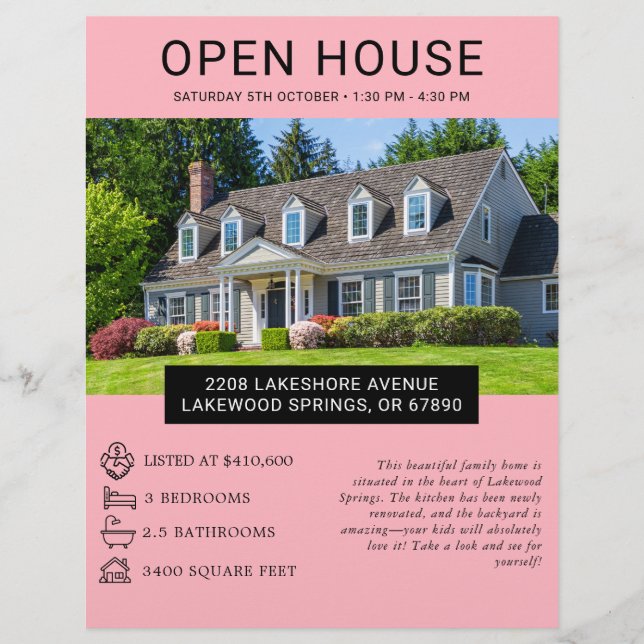 Modernes Minimalistisches Real Anwesen Open House  Flyer (Vorne)
